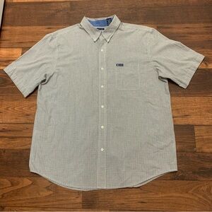 CHAPS Easy Care  mens short sleeve shirt plaid Brown/white size XL